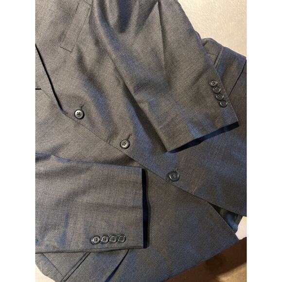 Custom Italian Designer Mens Suit 46L 36x30 Gray Wool Super 100s Luxury - Picture 7 of 16